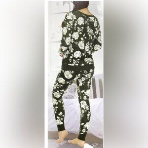 Honeydew Ladies' Hacci 2-Piece Super Soft Pajama Set, Olive Floral XS